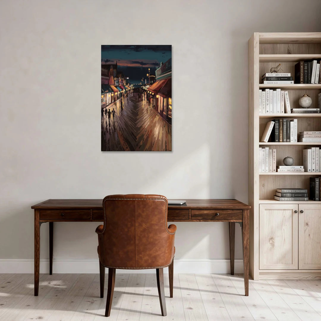 Jersey City Boardwalk Scene - Canvas Wall Art - Office - 24x36
