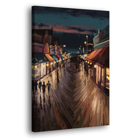 Jersey City Boardwalk Scene - Canvas Wall Art - Side