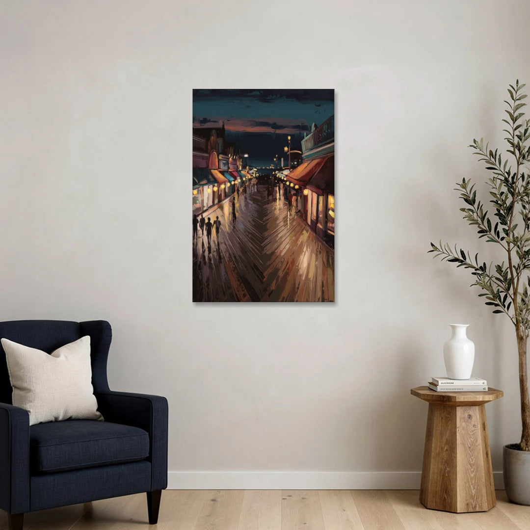 Jersey City Boardwalk Scene - Canvas Wall Art - Sofa - 24x36