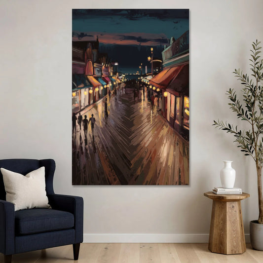 Jersey City Boardwalk Scene - Canvas Wall Art - Sofa - 40x60