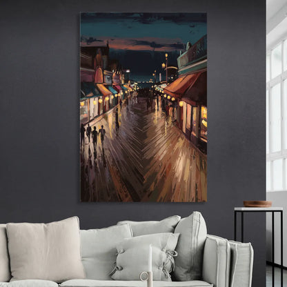 Jersey City Boardwalk Scene Sitting Room - Canvas Wall Art