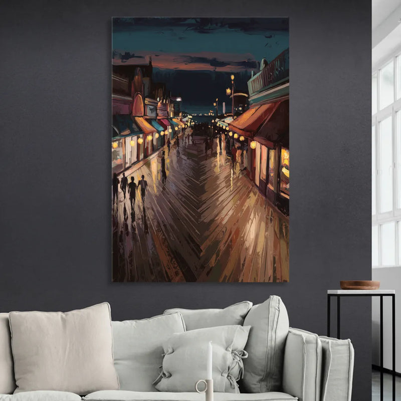 Jersey City Boardwalk Scene Sitting Room - Canvas Wall Art