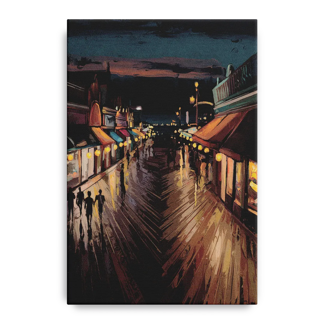Jersey City Boardwalk Scene Front - Canvas Wall Art