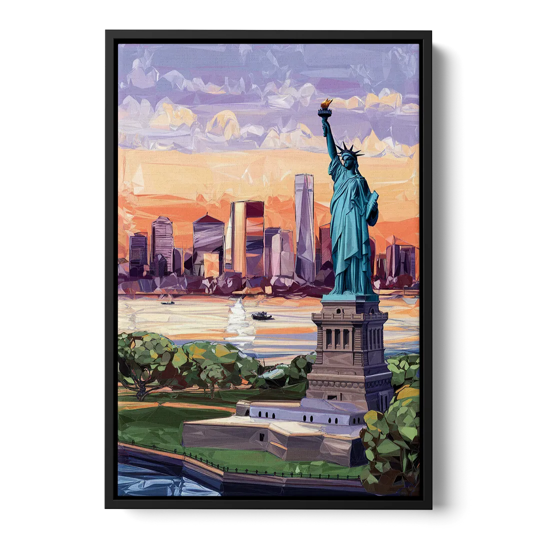 Jersey City Liberty State Park Front - Black Canvas Wall Art