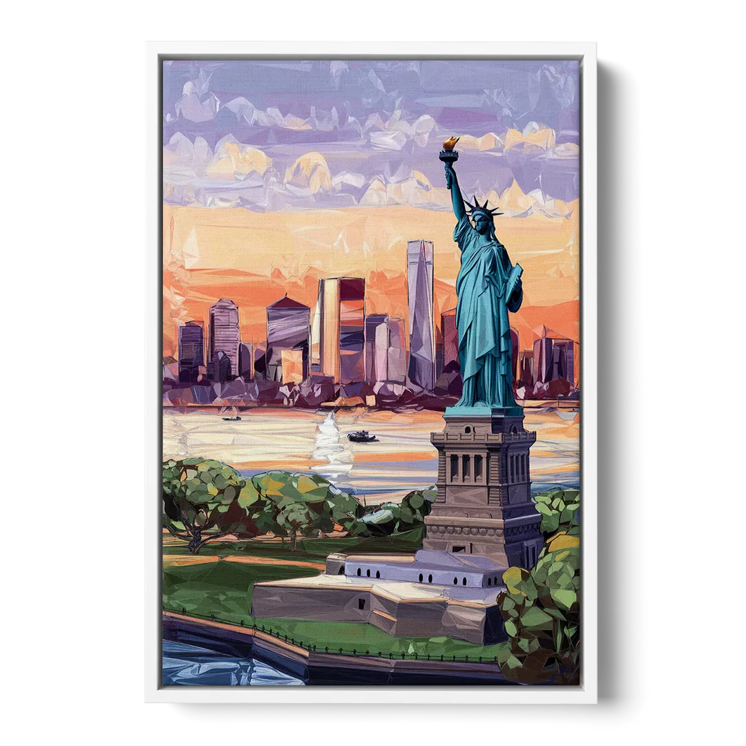 Jersey City Liberty State Park Front - White Canvas Wall Art