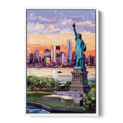 Jersey City Liberty State Park Front - White Canvas Wall Art