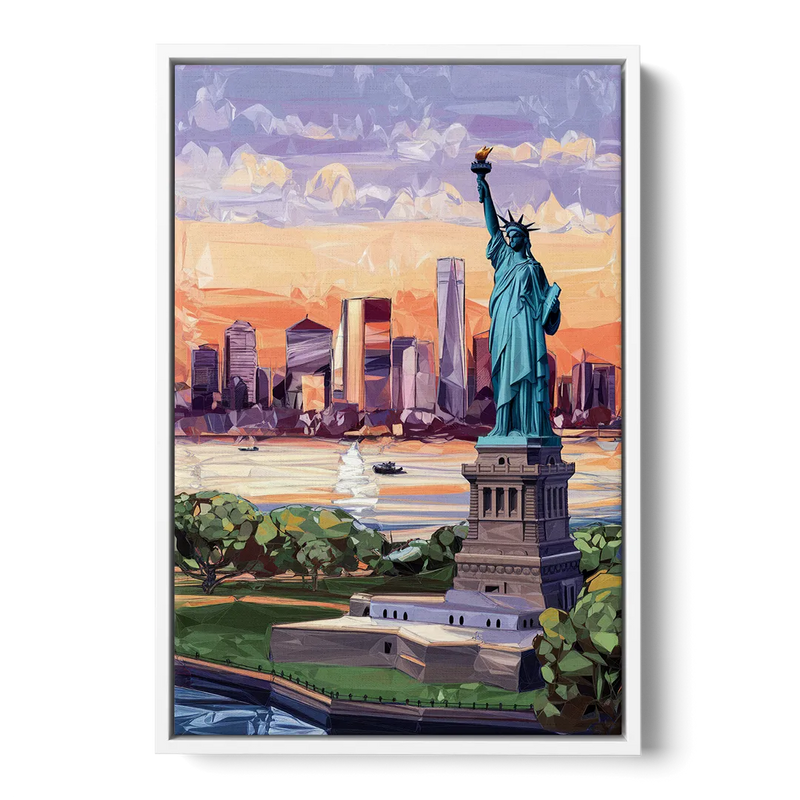 Jersey City Liberty State Park Front - White Canvas Wall Art