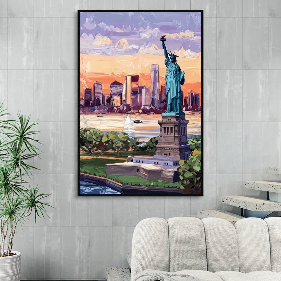 Jersey City Liberty State Park Sitting Room - Black Canvas Wall Art