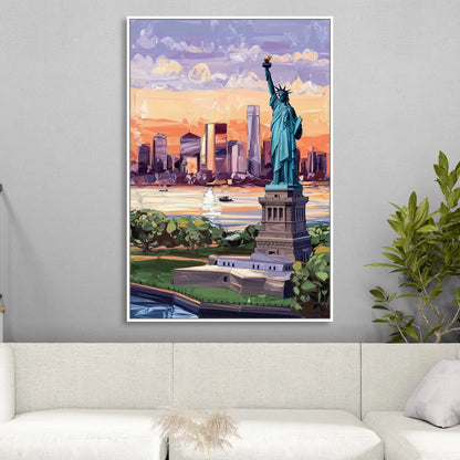 Jersey City Liberty State Park Sitting Room - White Canvas Wall Art