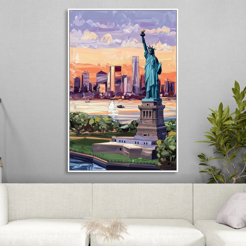 Jersey City Liberty State Park Sitting Room - White Canvas Wall Art
