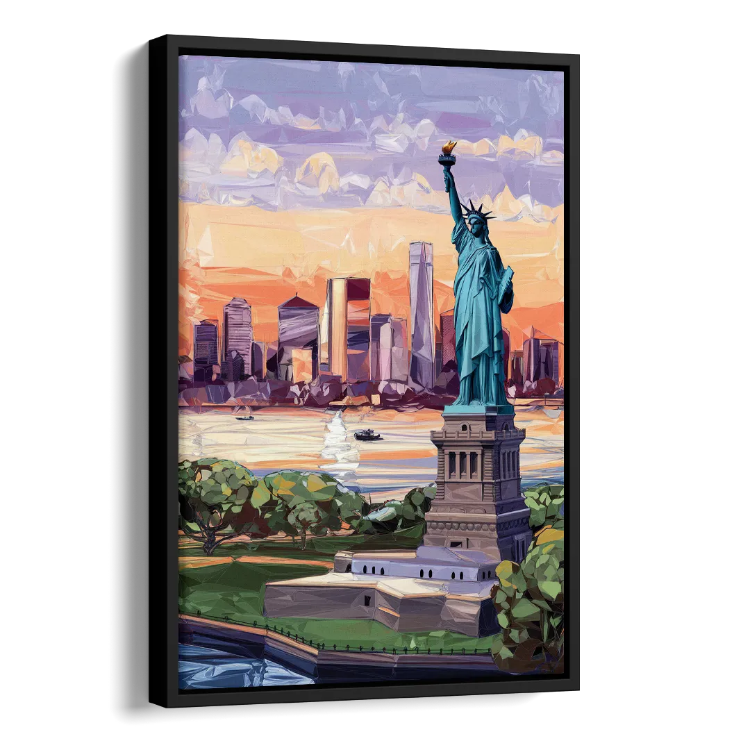 Jersey City Liberty State Park Side - Black Canvas Wall Art