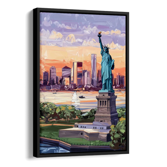 Jersey City Liberty State Park Side - Black Canvas Wall Art