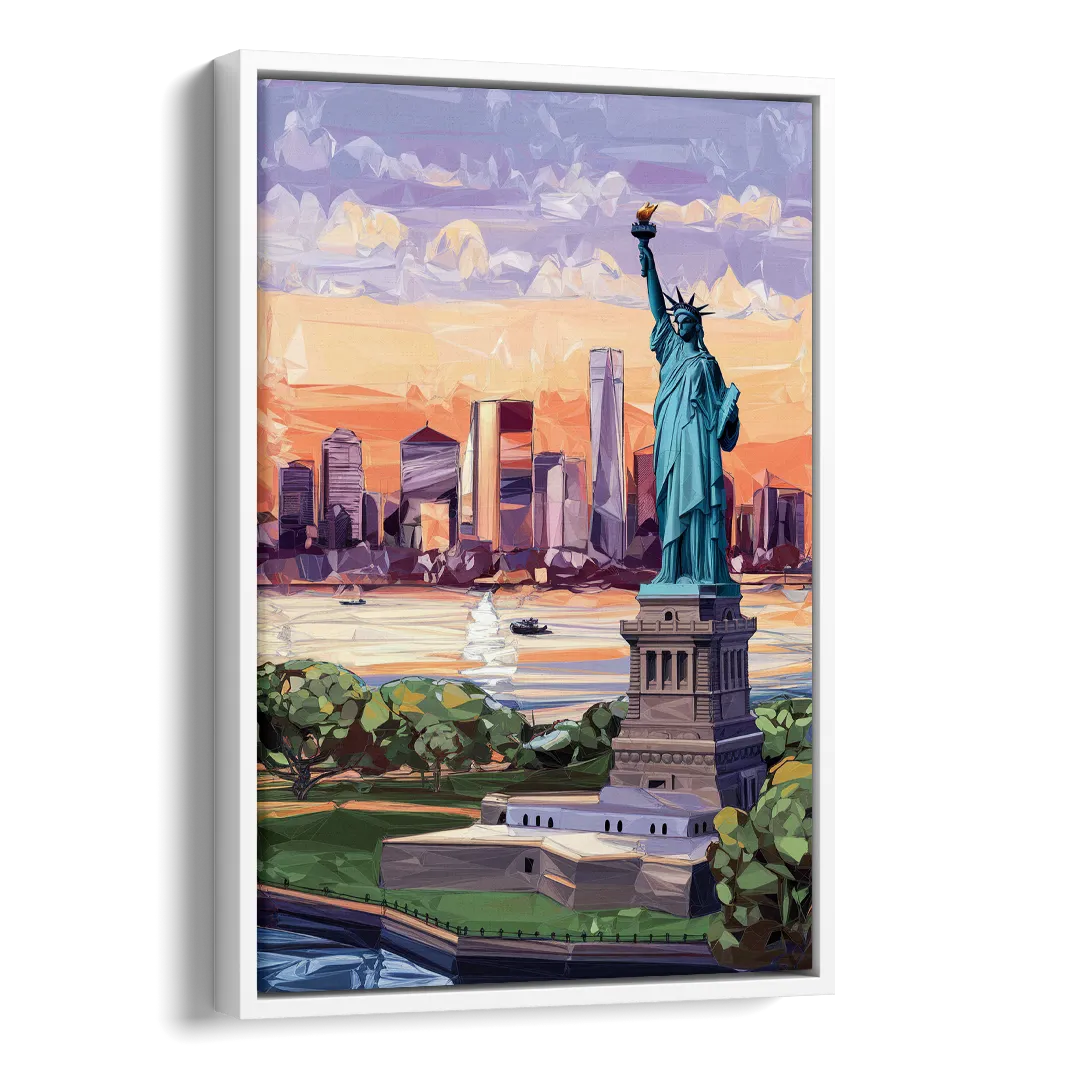 Jersey City Liberty State Park Side - White Canvas Wall Art