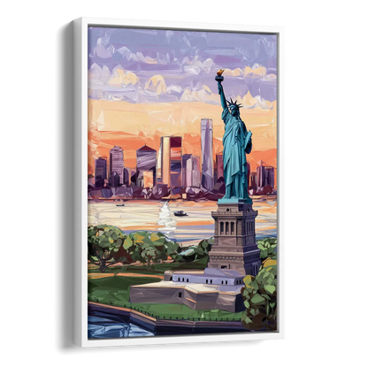 Jersey City Liberty State Park Side - White Canvas Wall Art