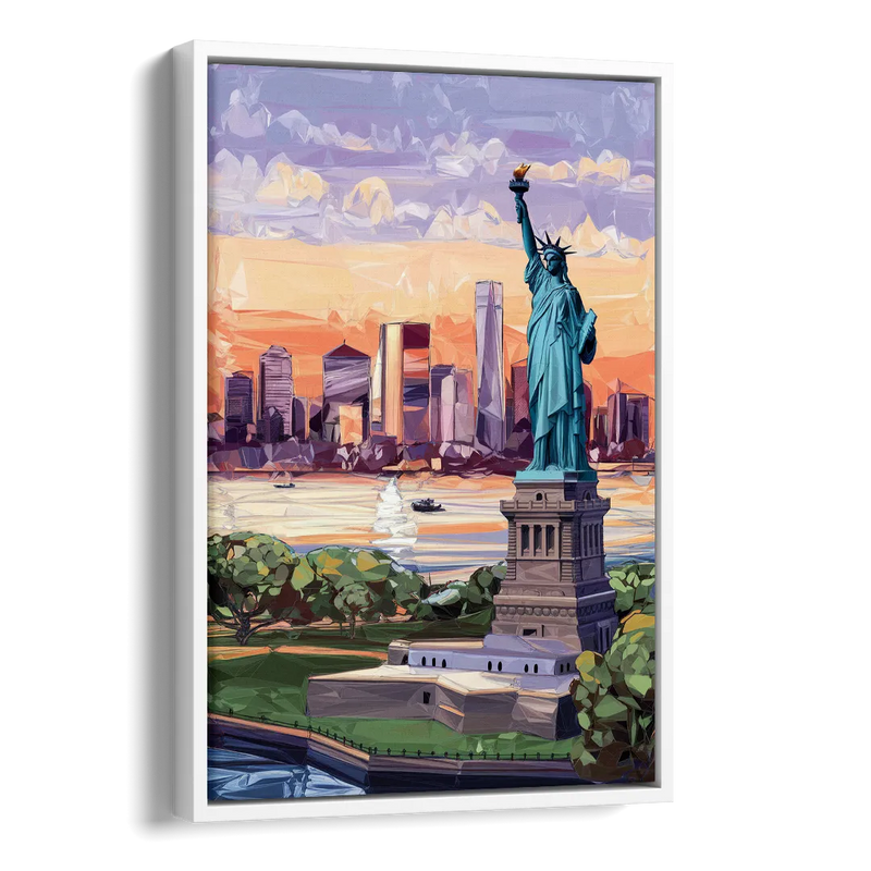 Jersey City Liberty State Park Side - White Canvas Wall Art