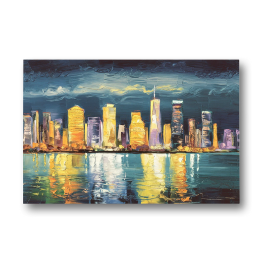 Jersey City Night Lights - Canvas Wall Art - Front