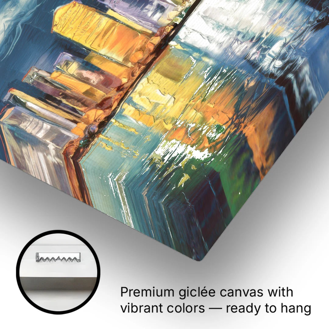 Jersey City Night Lights - Canvas Wall Art - Gallery Wrap Corner