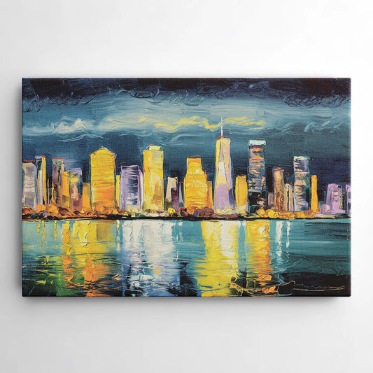 Jersey City Night Lights - Canvas Wall Art