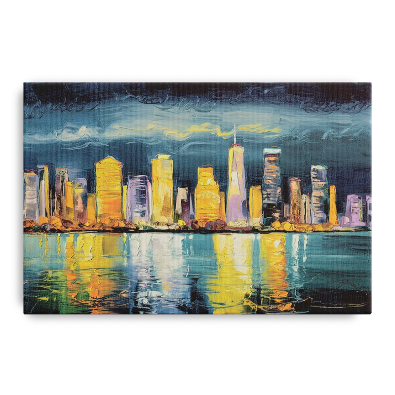 Jersey City Night Lights Front - Canvas Wall Art