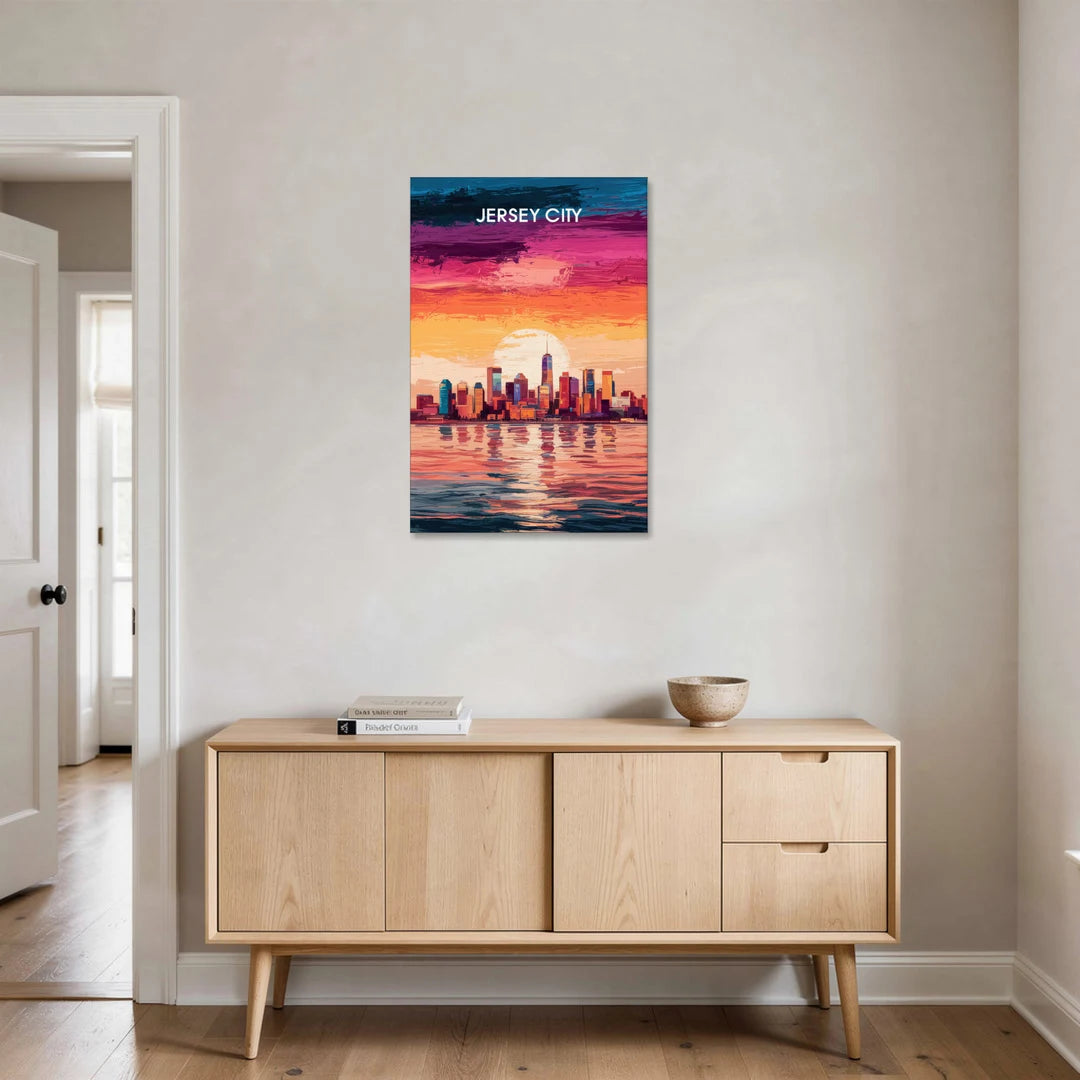 Jersey City Skyline Sunset - Canvas Wall Art - Coffee Table - 24x36