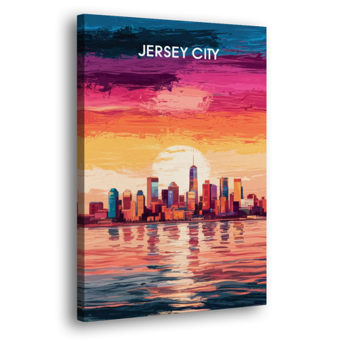 Jersey City Skyline Sunset - Canvas Wall Art - Side