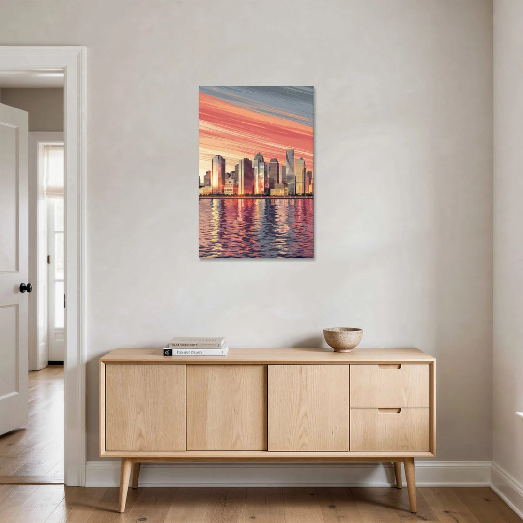 Jersey City Skyline and Hudson River - Canvas Wall Art - Coffee Table - 24x36