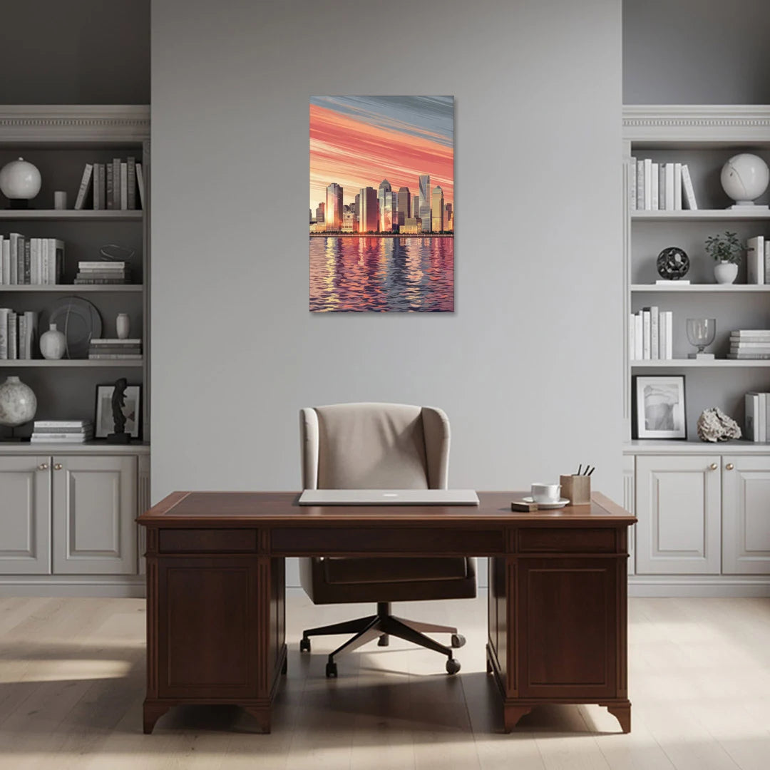 Jersey City Skyline and Hudson River - Canvas Wall Art - Office - 24x36