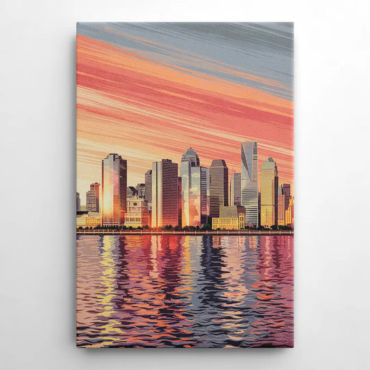 Jersey City Skyline and Hudson River - Canvas Wall Art