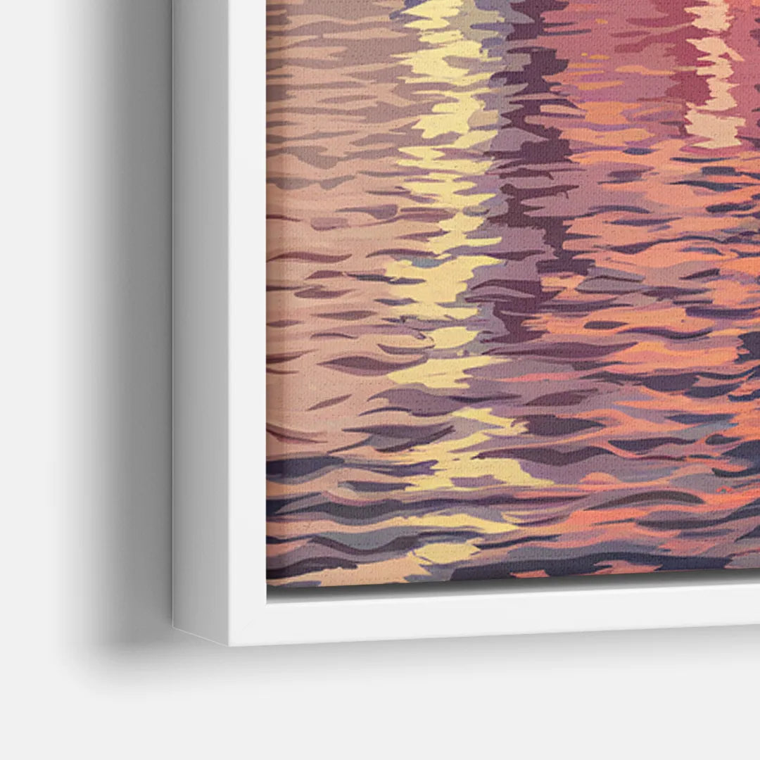 Jersey City Skyline and Hudson River - Close-Up White Frame Canvas