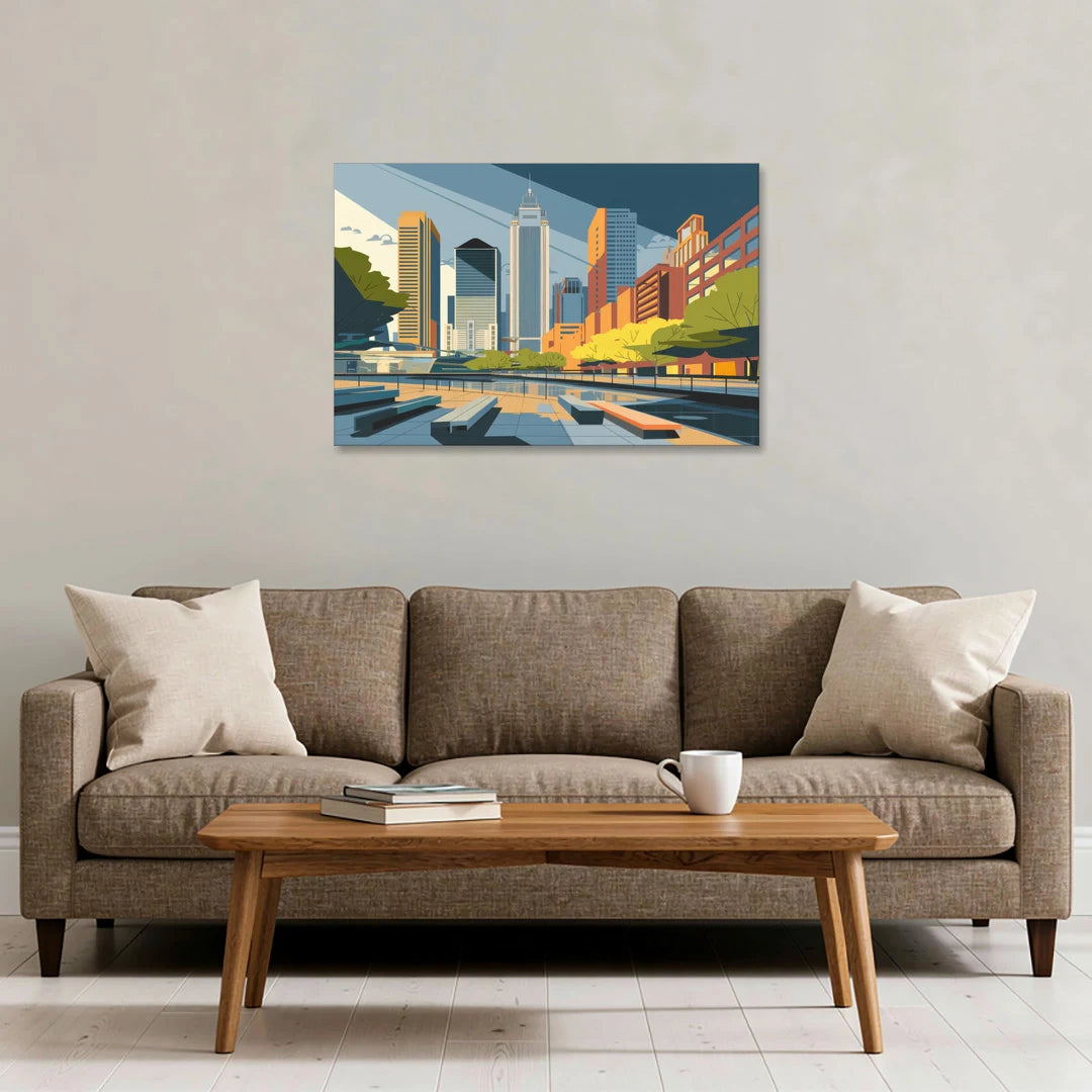 Jersey City Urban Architecture - Canvas Wall Art - Sofa - 36x24