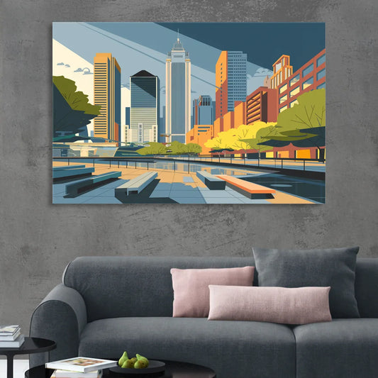 Jersey City Urban Architecture Living Room - Canvas Wall Art