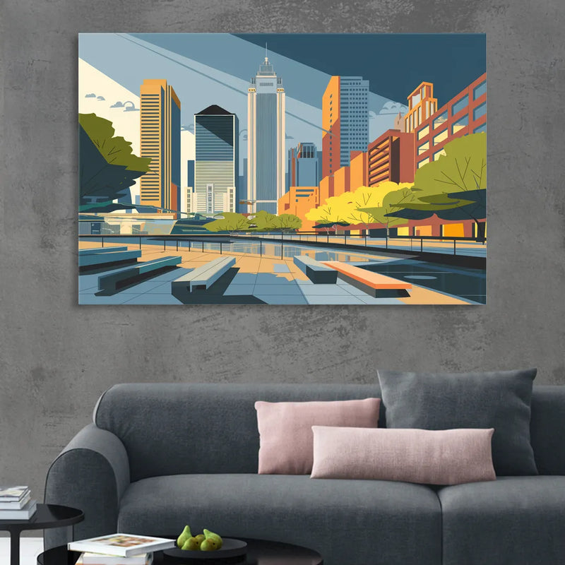 Jersey City Urban Architecture Living Room - Canvas Wall Art