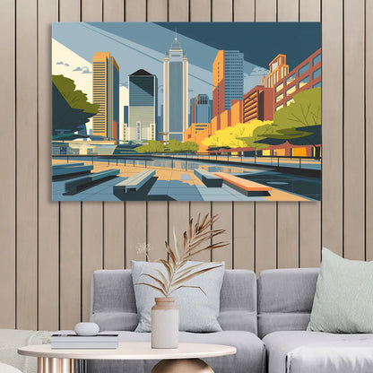 Jersey City Urban Architecture Sitting Room - Canvas Wall Art