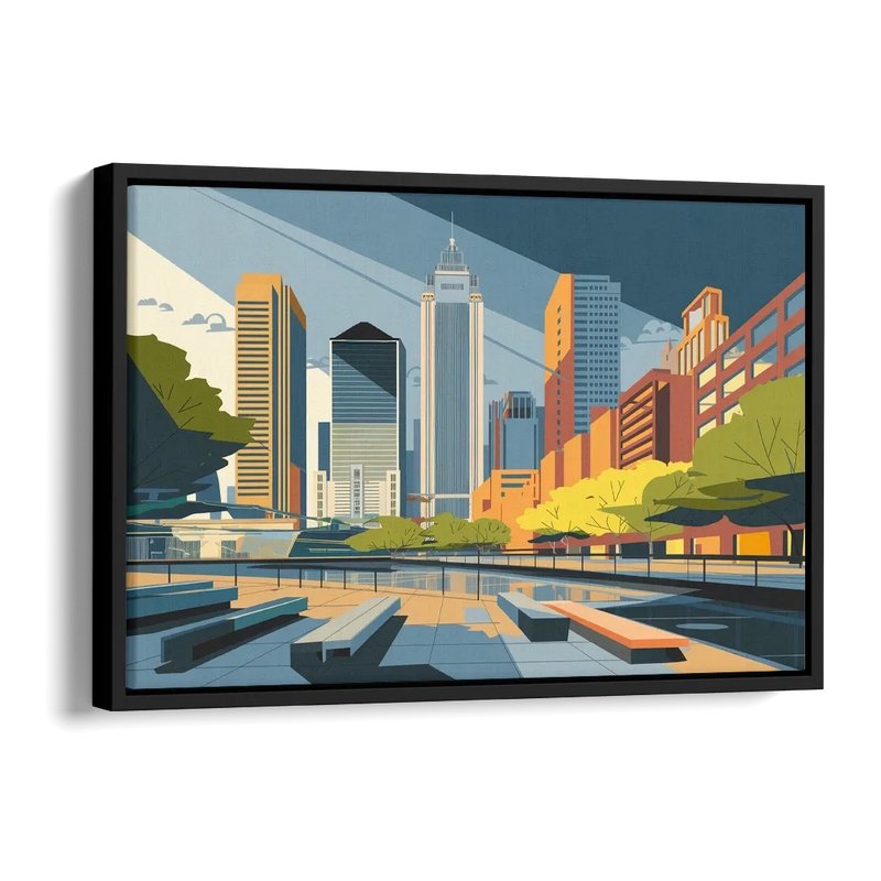 Jersey City Urban Architecture Side - Black Canvas Wall Art
