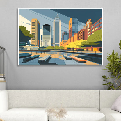 Jersey City Urban Architecture Sitting Room - White Canvas Wall Art