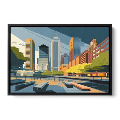 Jersey City Urban Architecture Front - Black Canvas Wall Art