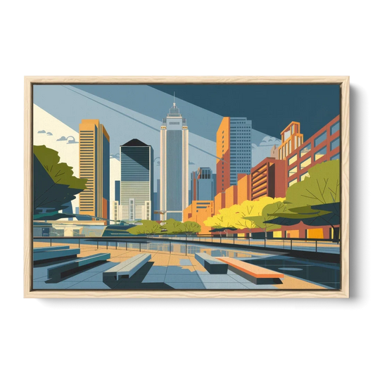 Jersey City Urban Architecture - Oak Framed Canvas Wall Art - Front