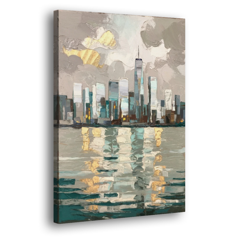 Jersey City Waterfront View - Canvas Wall Art - Side