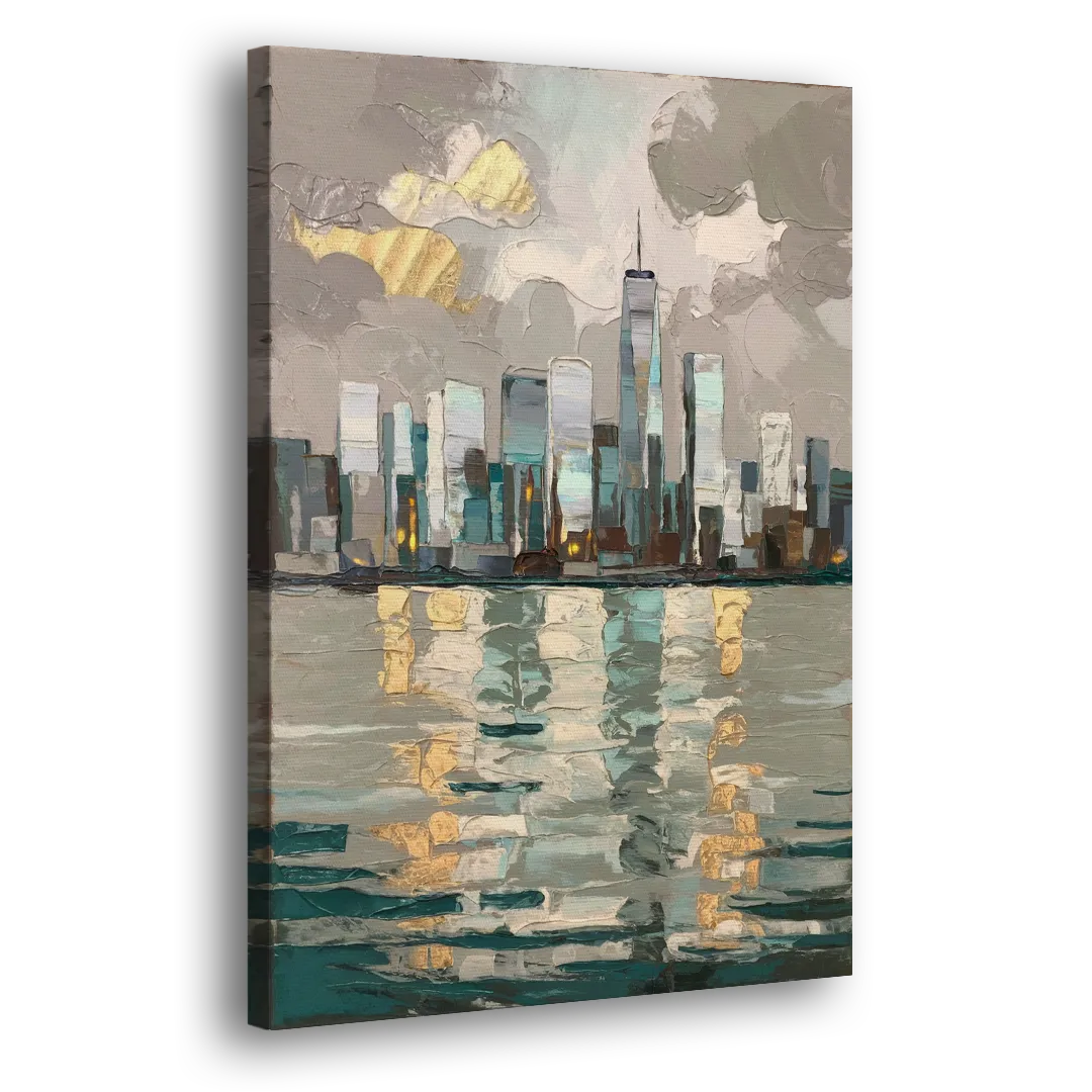 Jersey City Waterfront View Side - Canvas Wall Art