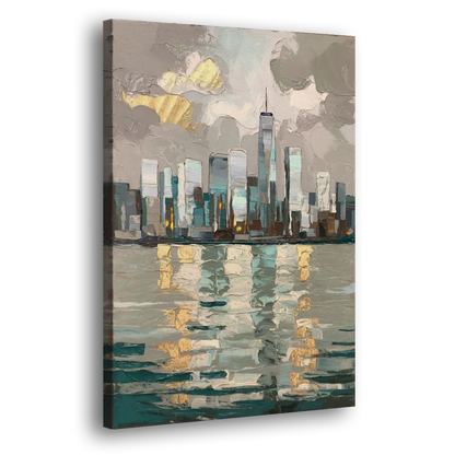 Jersey City Waterfront View Side - Canvas Wall Art