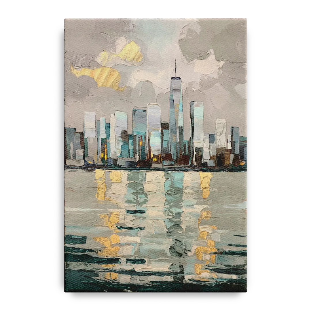 Jersey City Waterfront View Front - Canvas Wall Art