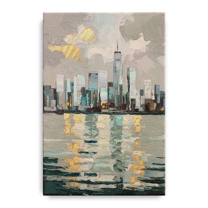 Jersey City Waterfront View Front - Canvas Wall Art