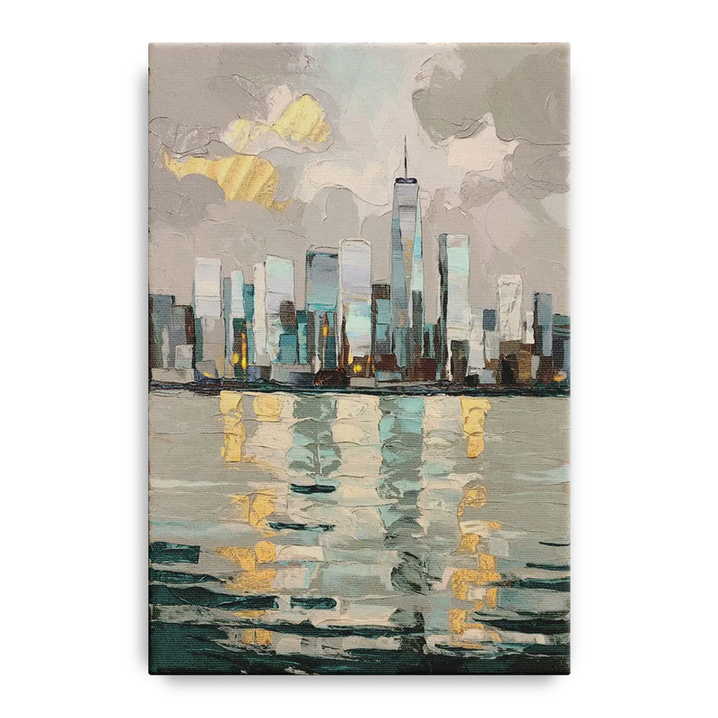 Jersey City Waterfront View Front - Canvas Wall Art