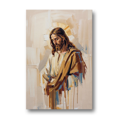 Jesus Portrait Modern Christian - Canvas Wall Art - Front