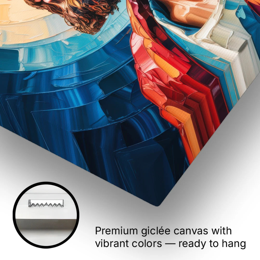 Jesus Portrait Modern Christian - Canvas Wall Art - Gallery Wrap Corner