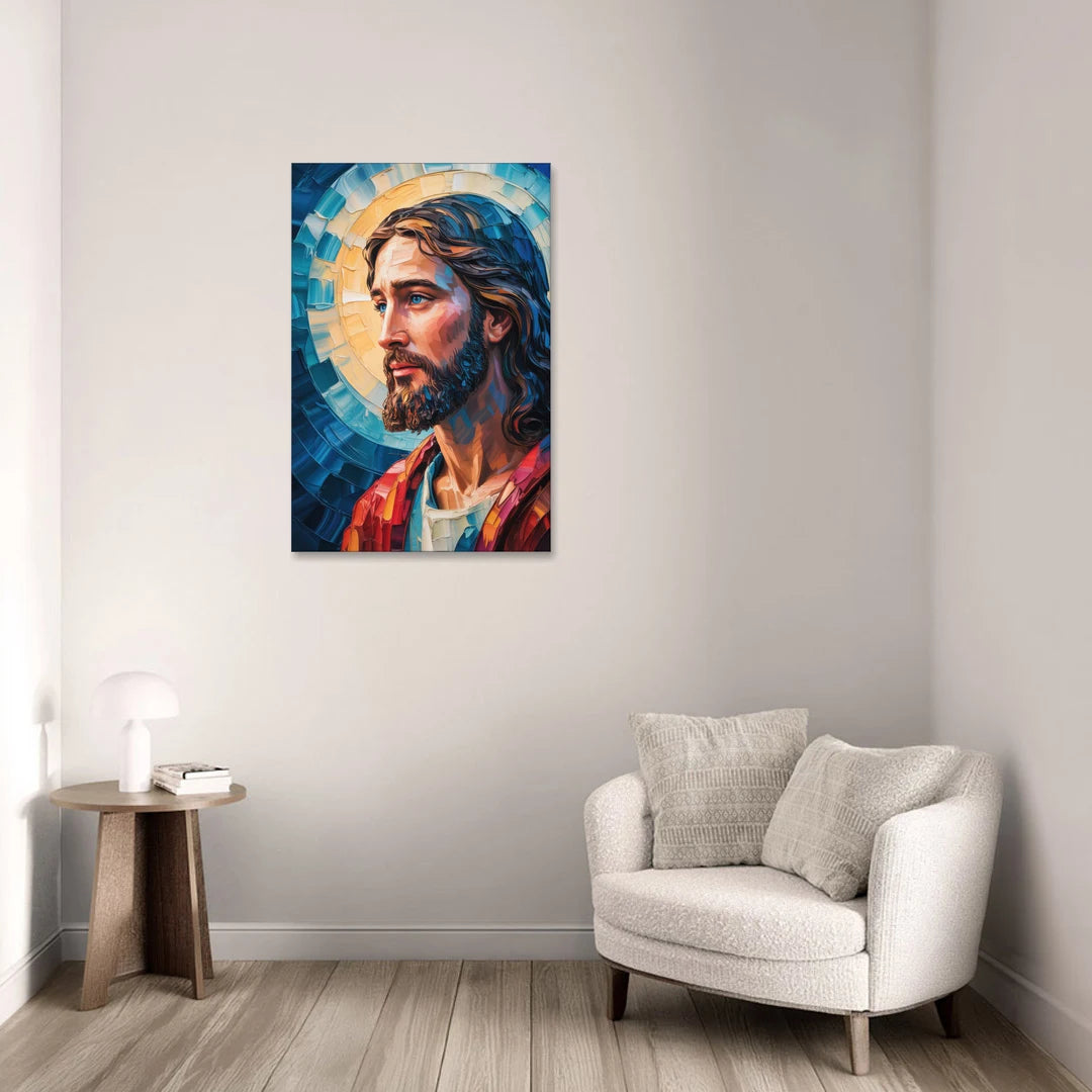 Jesus Portrait Modern Christian - Canvas Wall Art - Sofa - 24x36