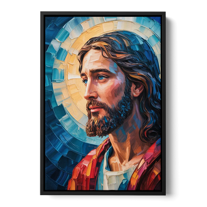 Jesus Portrait Modern Christian Front - Black Canvas Wall Art