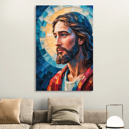 Jesus Portrait Modern Christian Sitting Room - Canvas Wall Art