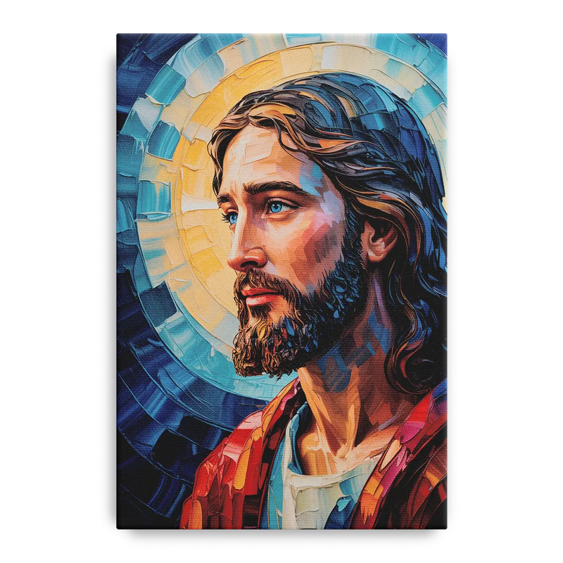 Jesus Portrait Modern Christian Front - Canvas Wall Art