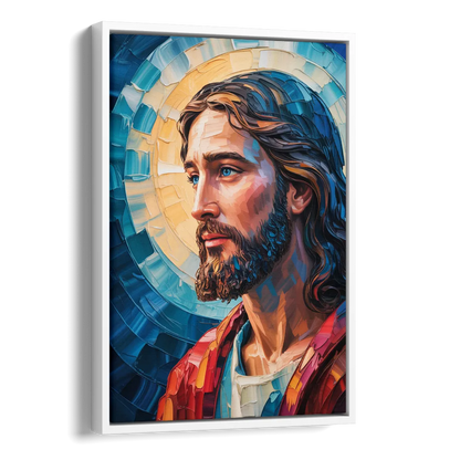 Jesus Portrait Modern Christian Side - White Canvas Wall Art
